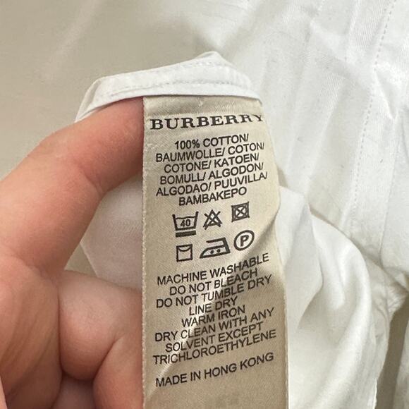 BURBERRY Button Down Shirt Subtle Nova Check Plaid White Sz 44 17 1/2 {C48} - Picture 5 of 5